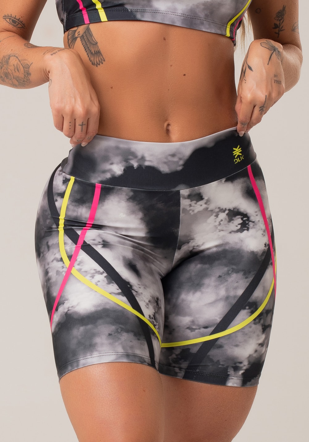 Bermuda fitness feminina new printed estampada fire black