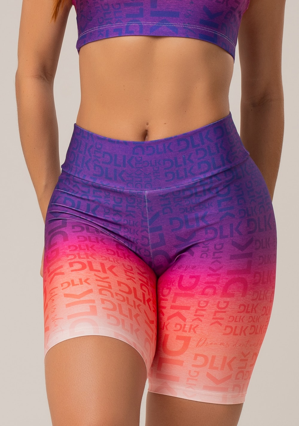 Bermuda fitness feminina new printed estampada degradê frases roxo