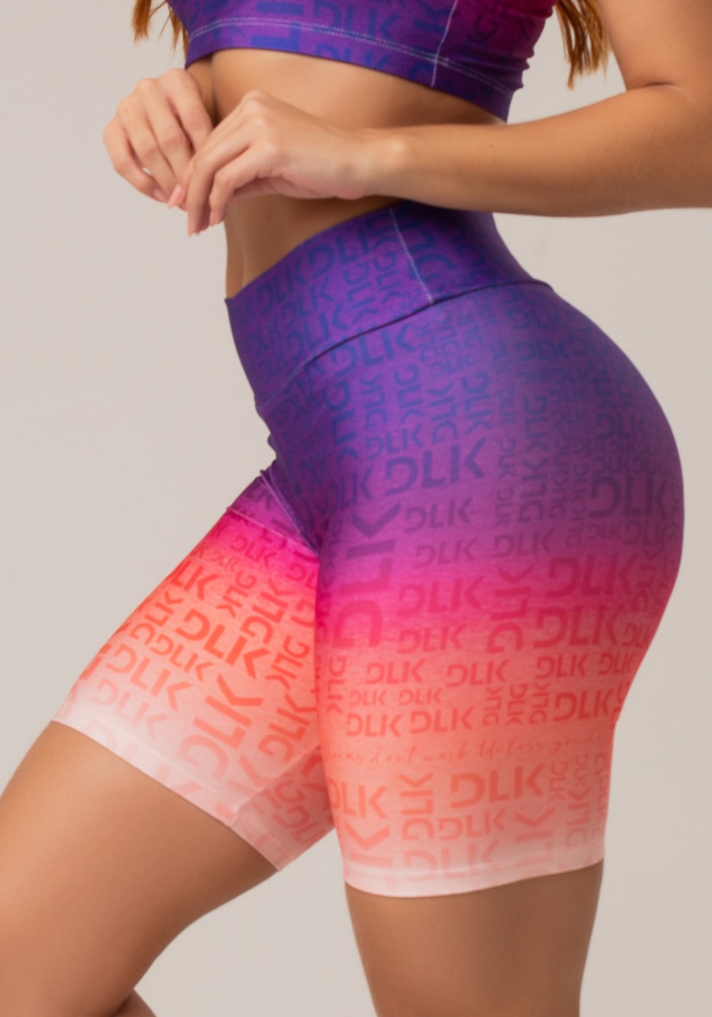 Bermuda fitness feminina new printed estampada degradê frases roxo