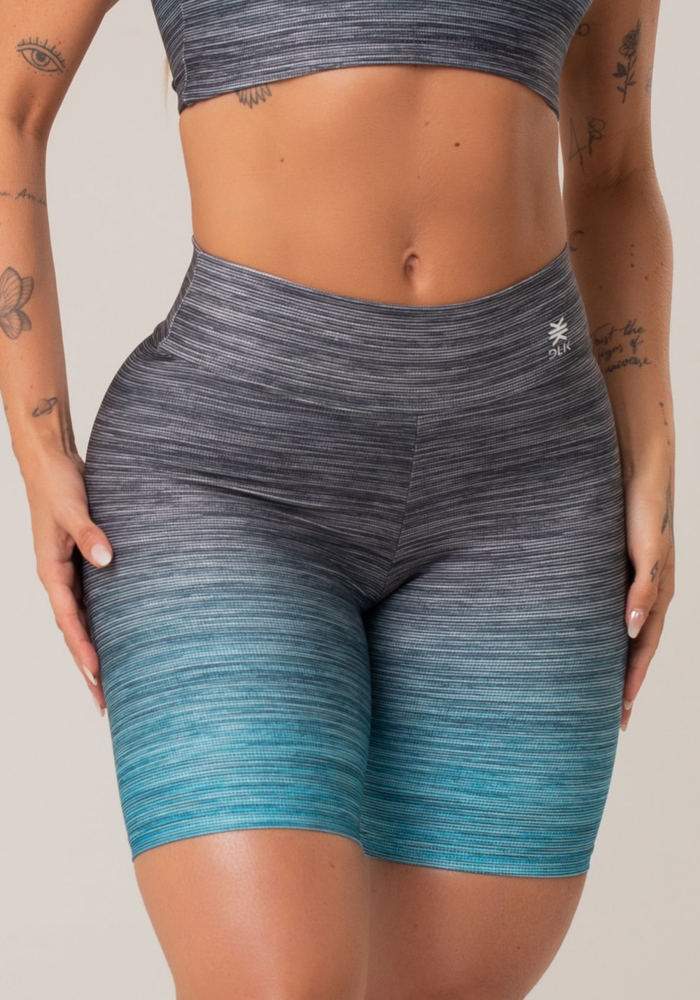 Bermuda fitness feminina new printed estampada melange degradê azul