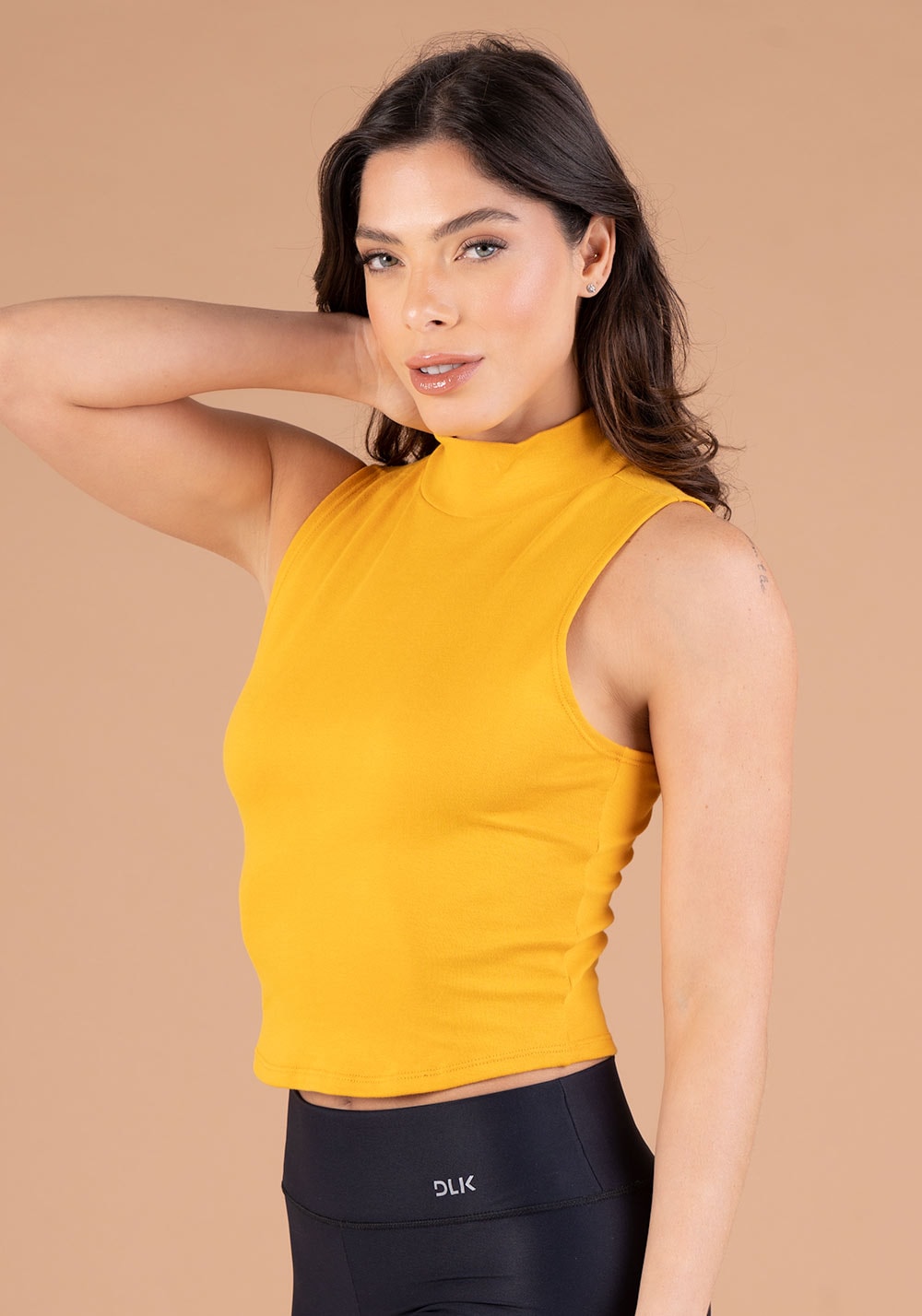 Cropped básico ribana mostarda