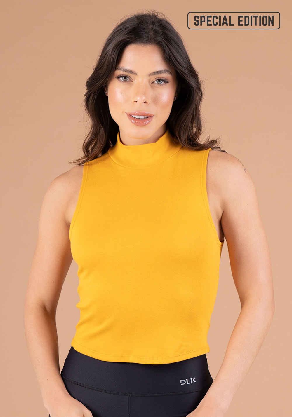 Cropped básico ribana mostarda