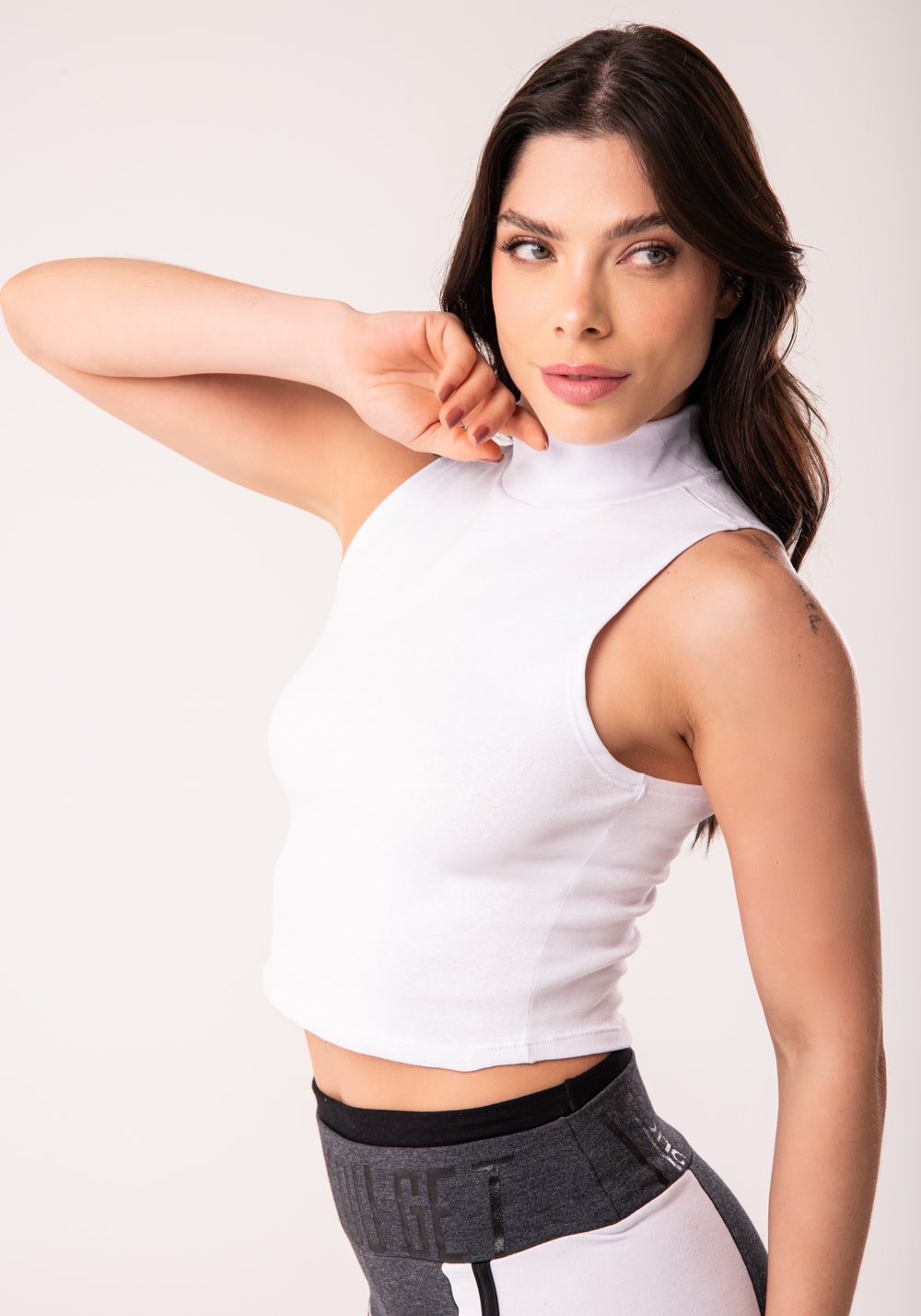 Cropped básico ribana branco