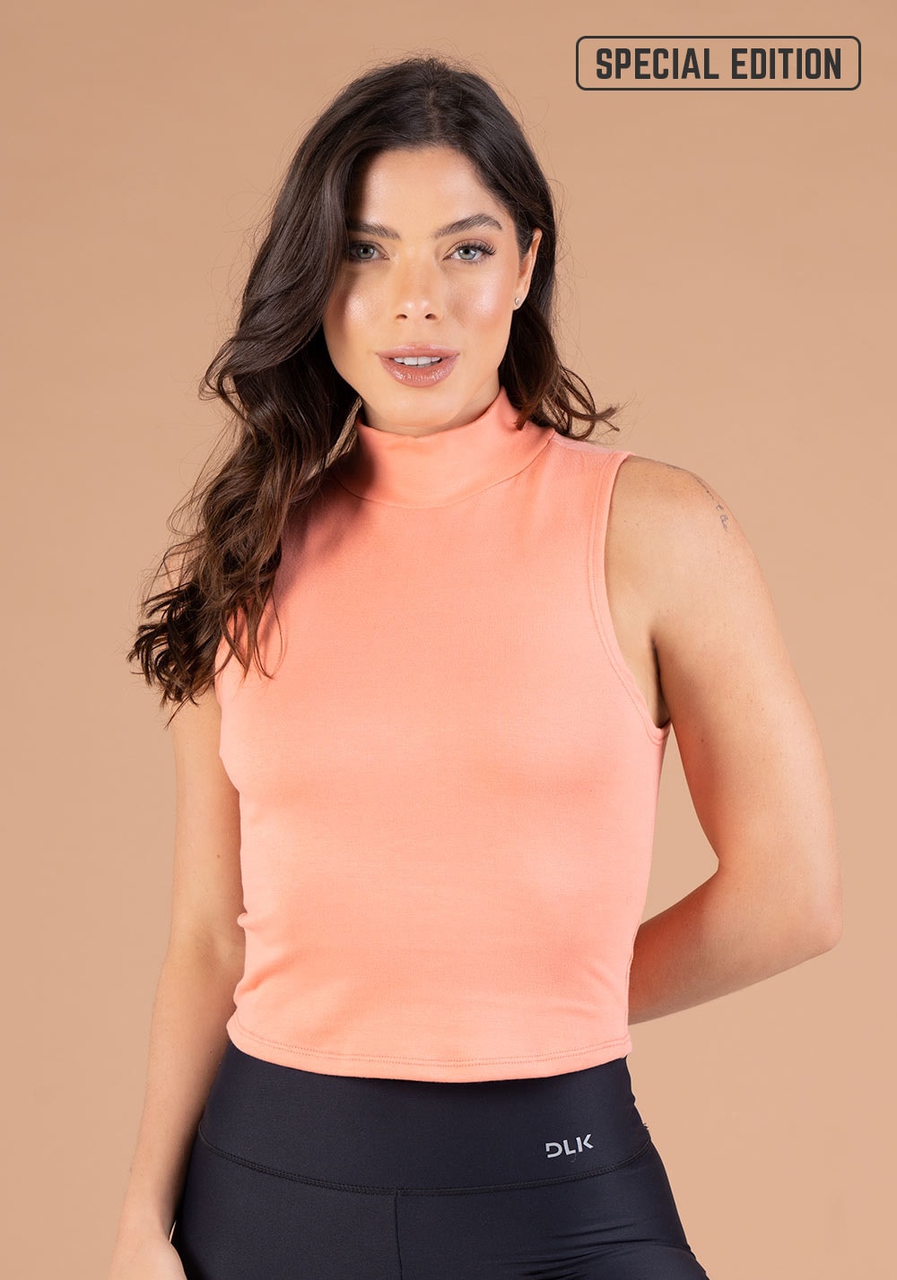 Cropped básico ribana coral