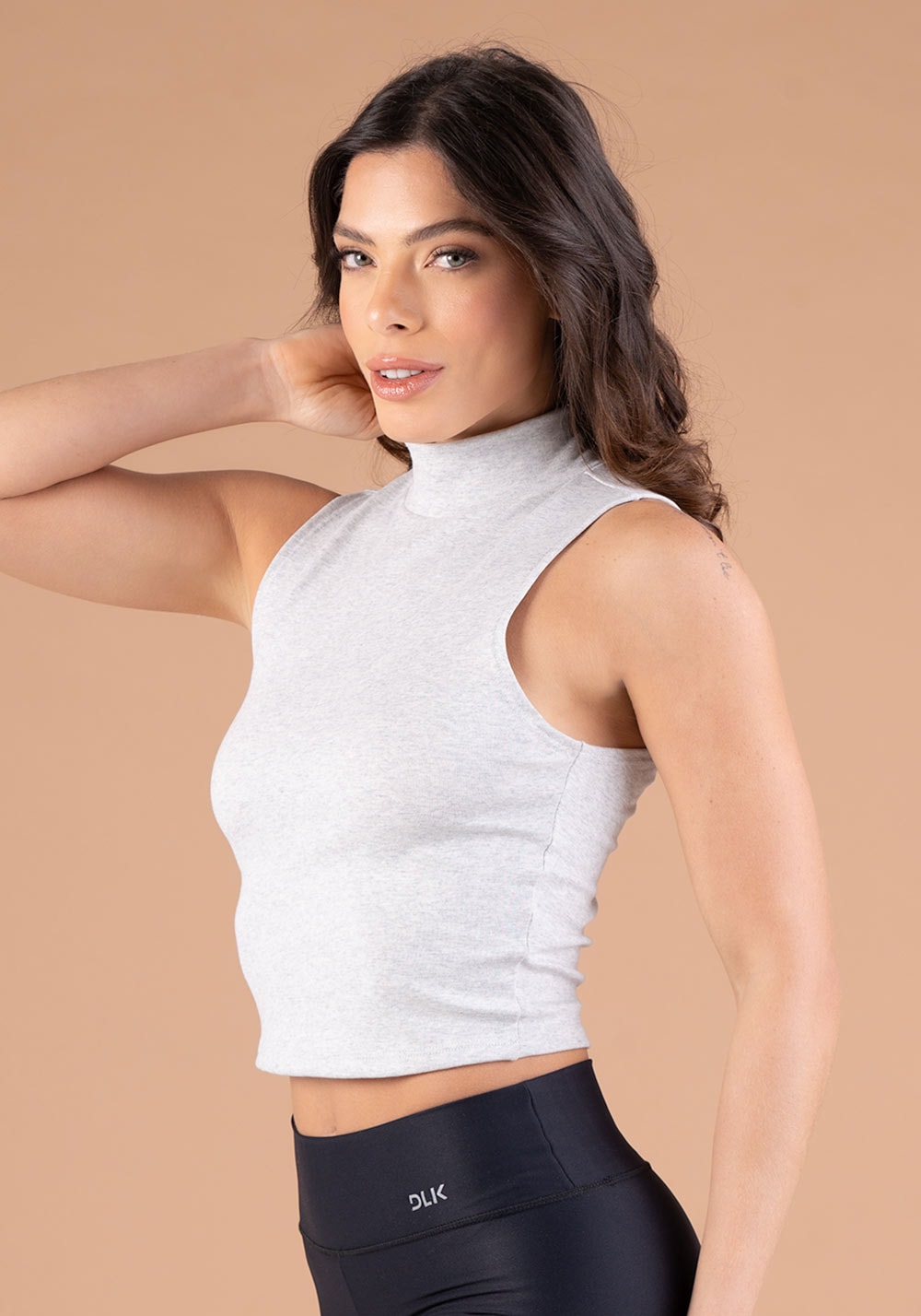 Cropped básico ribana mescla claro