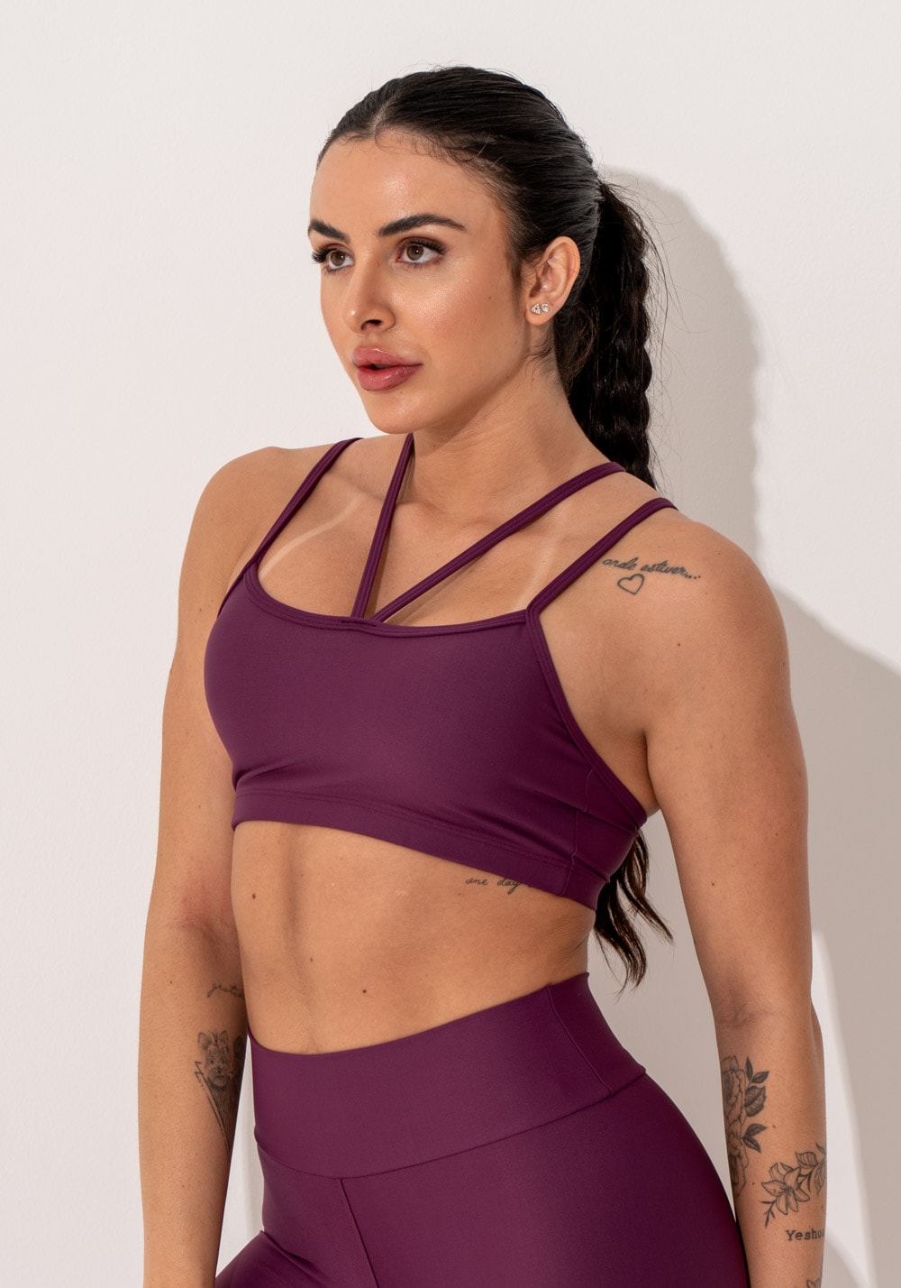 Top fitness feminino malbec com alças duplas intense