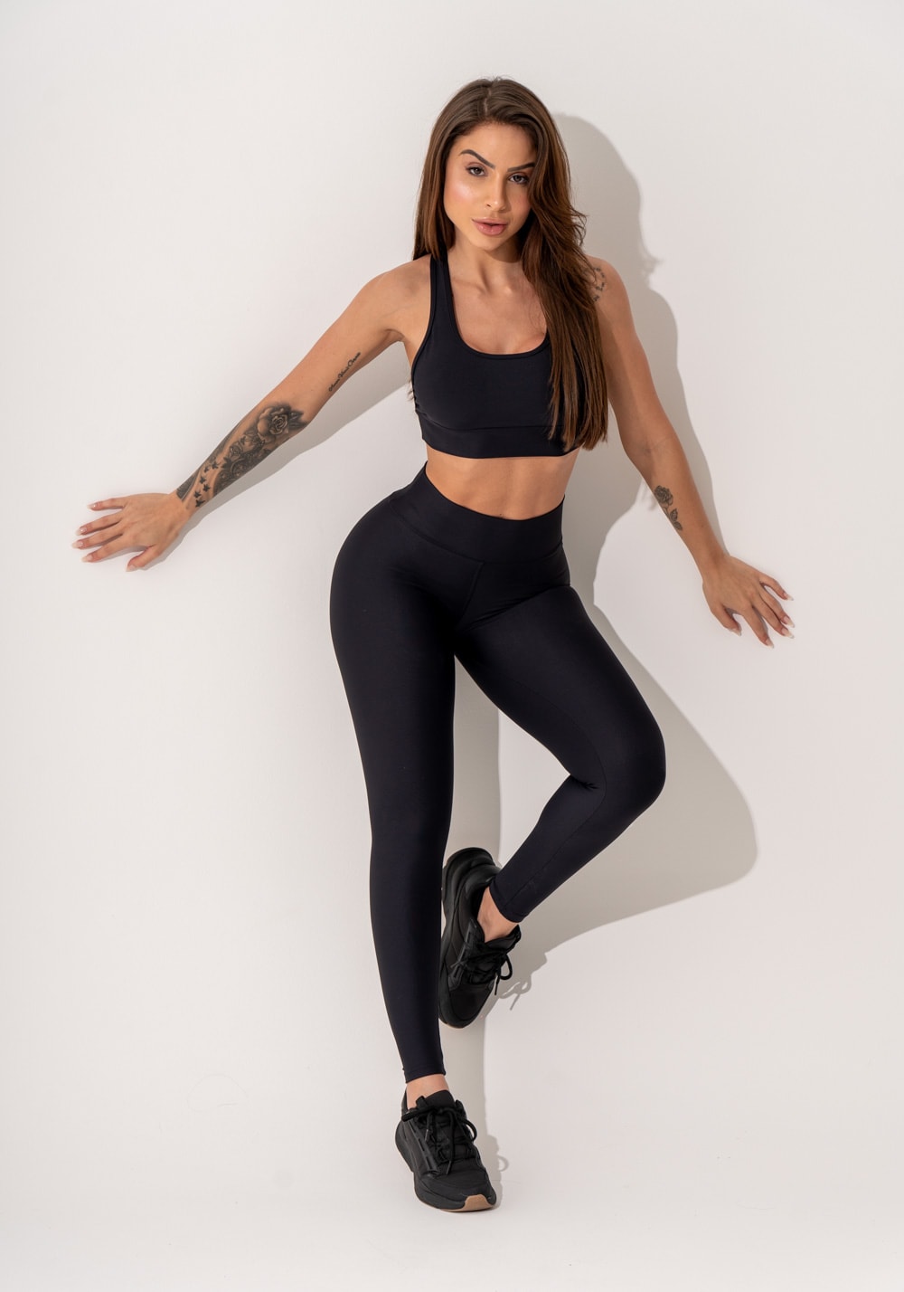 Legging fitness feminina preto intense