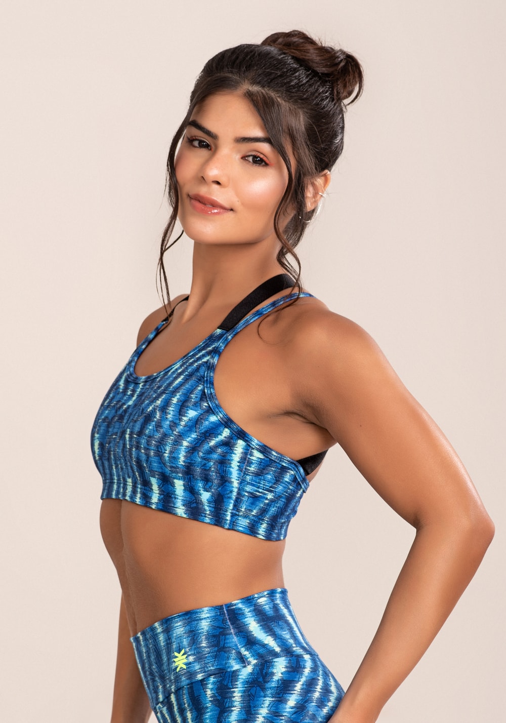 Top fitness feminino euphoria com alça dupla estampa animal blurred