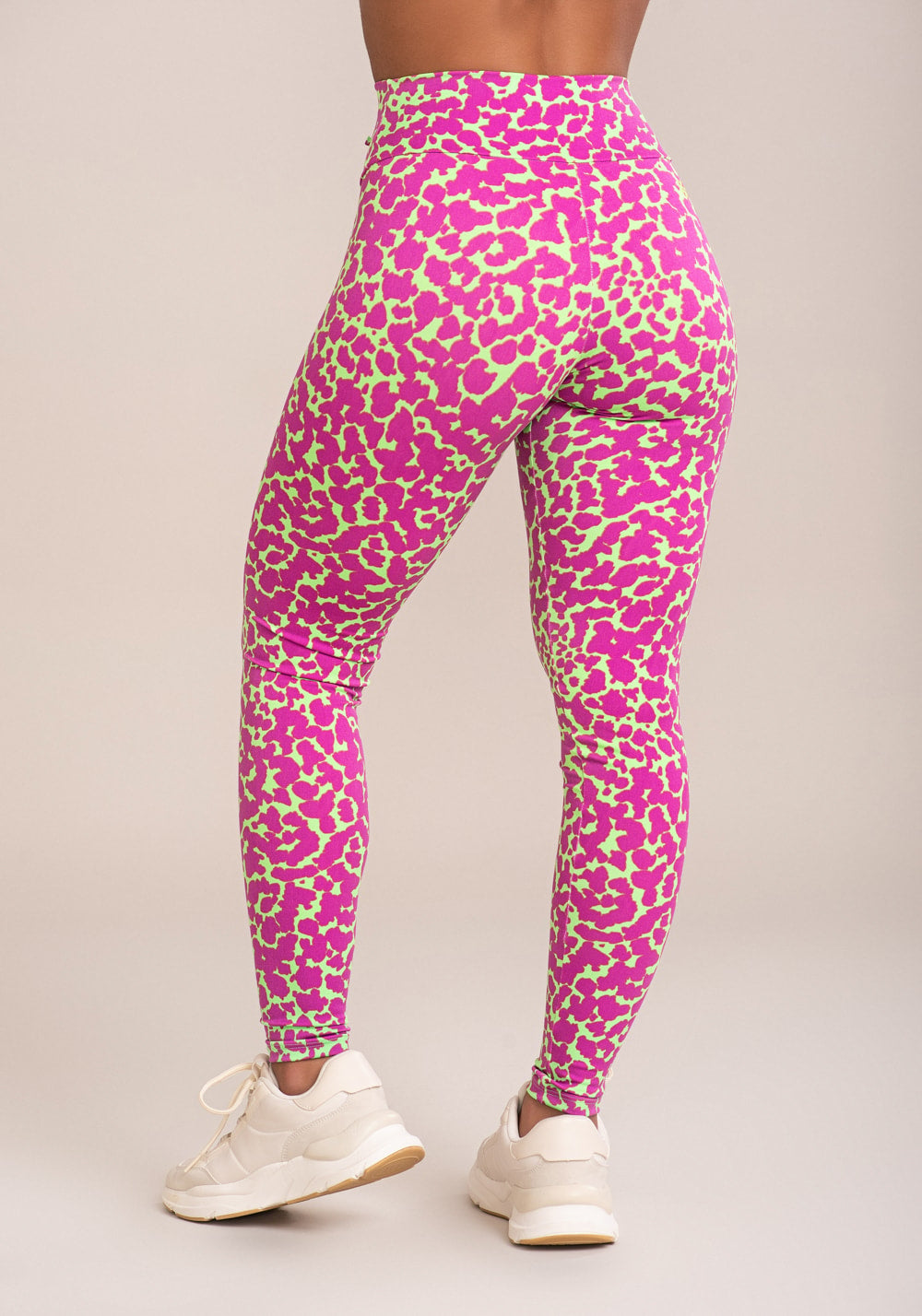 Legging fitness feminina euphoria com franzido e amarração estampa spot green
