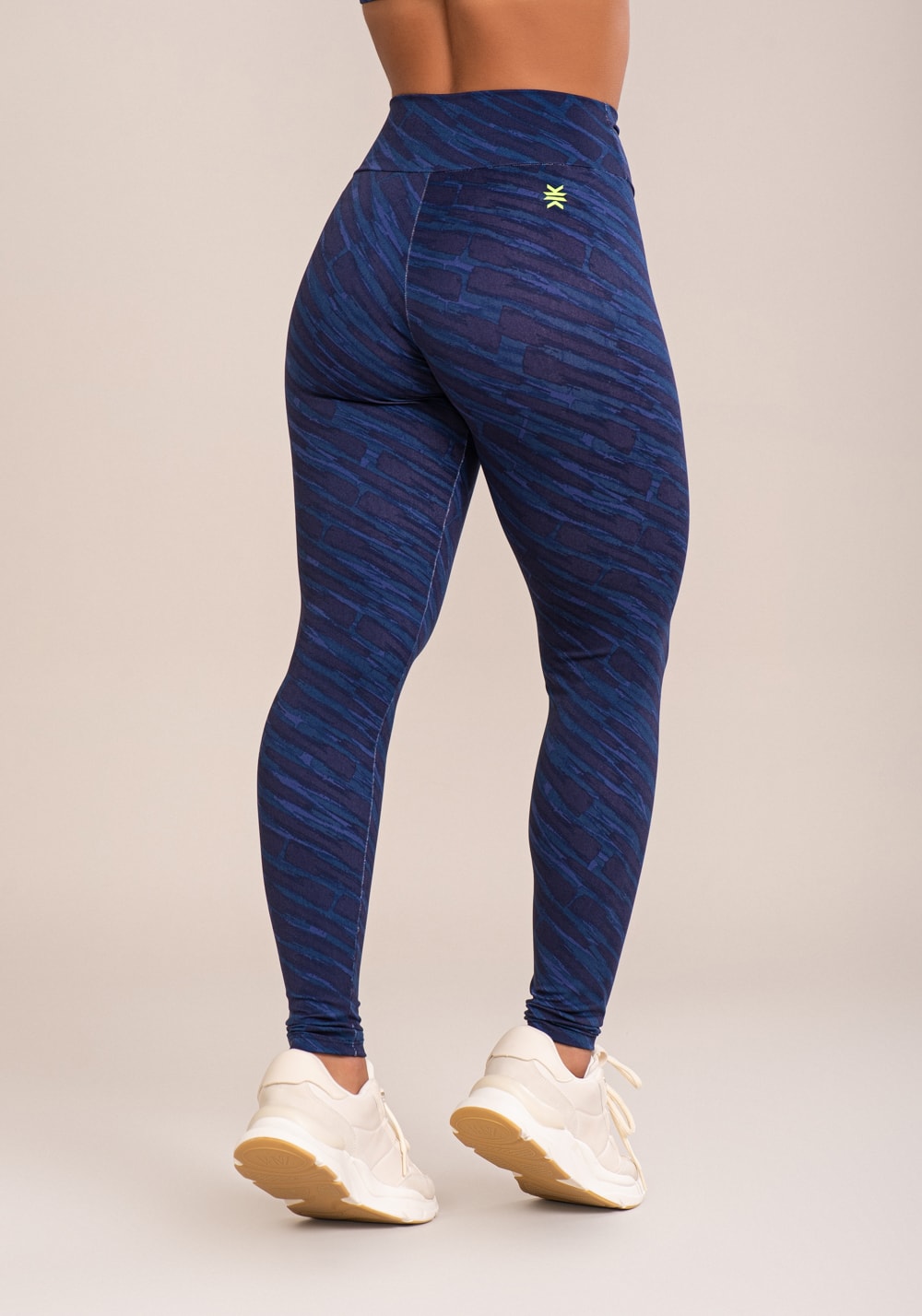 Legging fitness feminina euphoria com franzido e amarração estampa brush blue