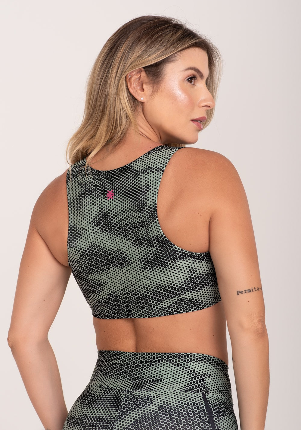 Top fitness feminino estampado racing verde printed