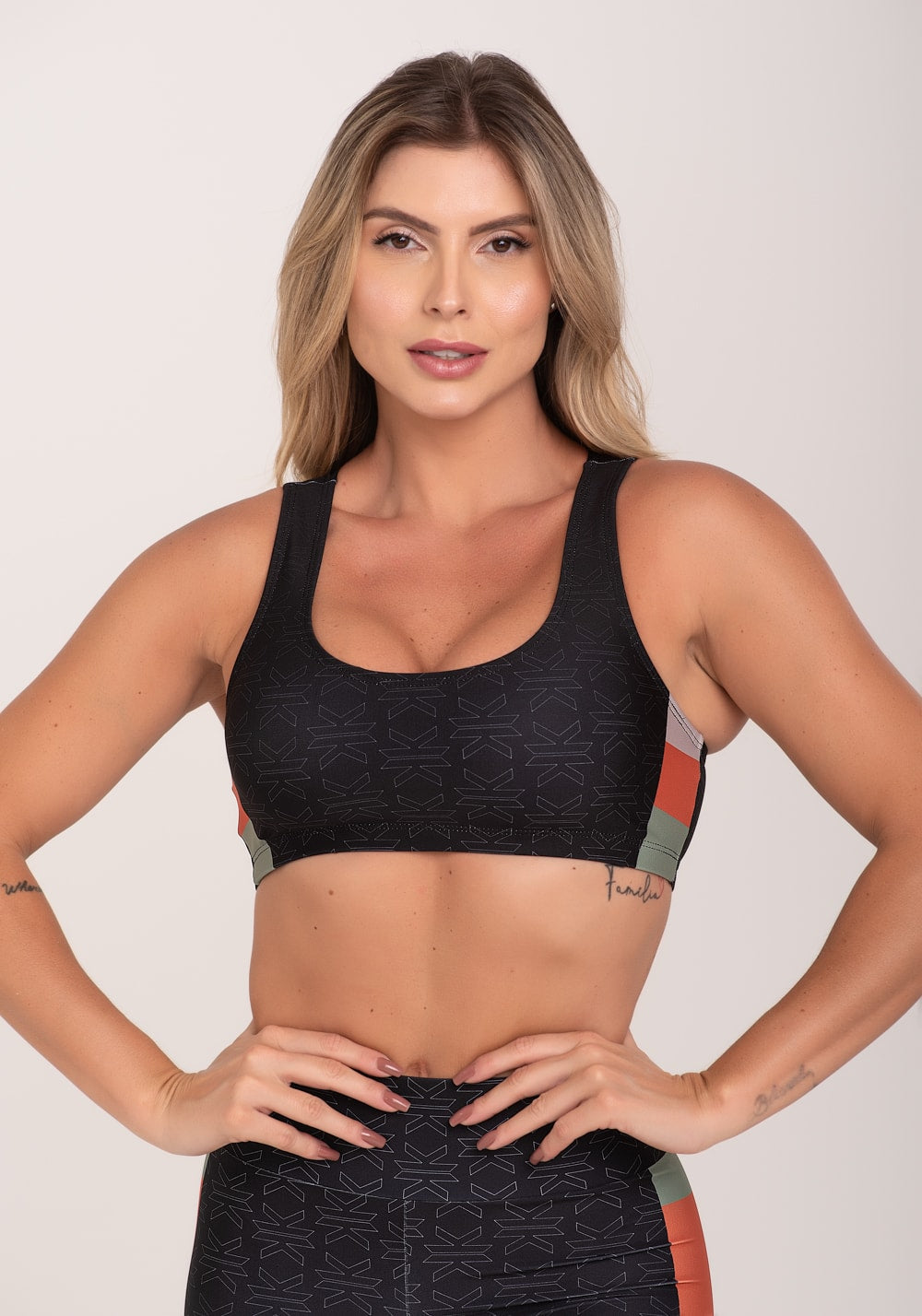 Top fitness feminino estampado motivation preto printed