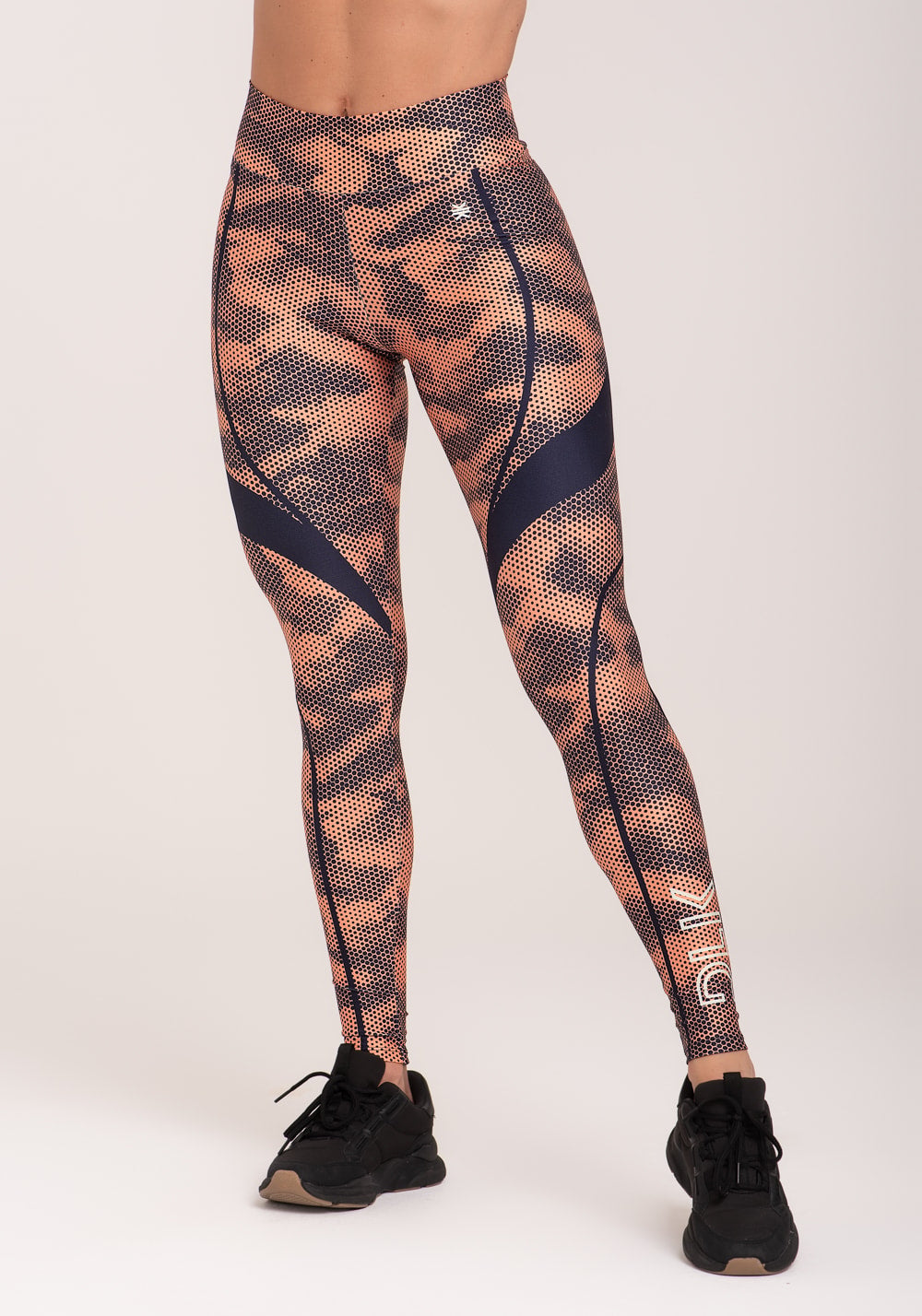 Legging fitness feminina estampada racing laranja printed