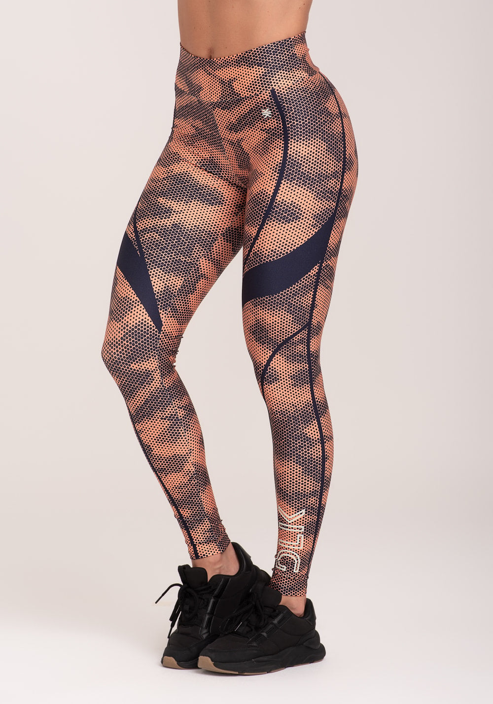Legging fitness feminina estampada racing laranja printed