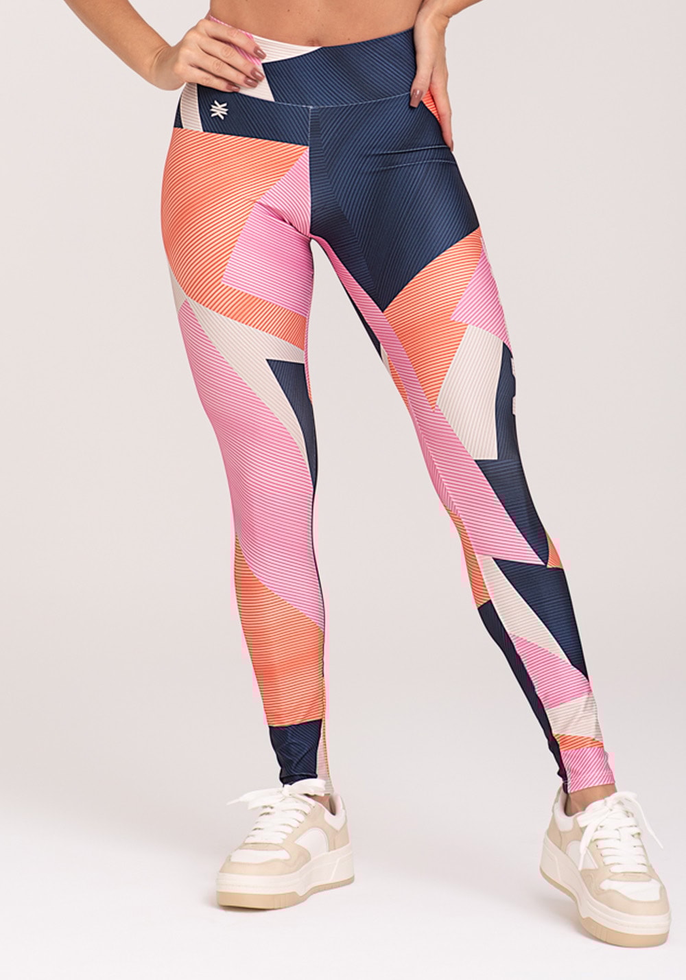 Legging fitness feminina estampada strip azul printed