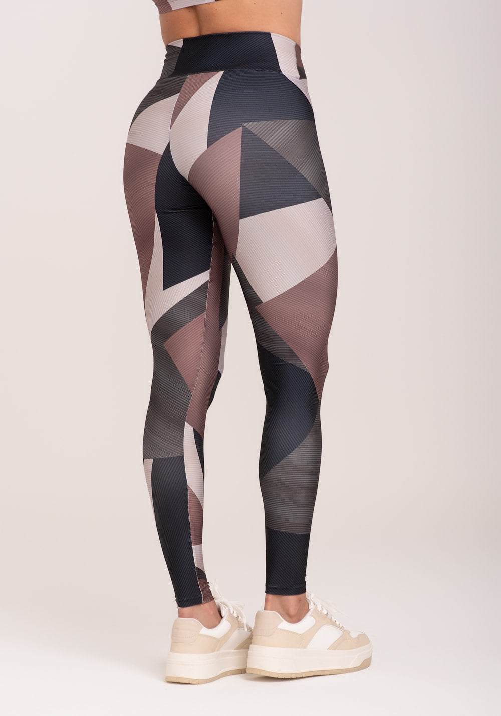 Legging fitness feminina estampada strip marrom printed
