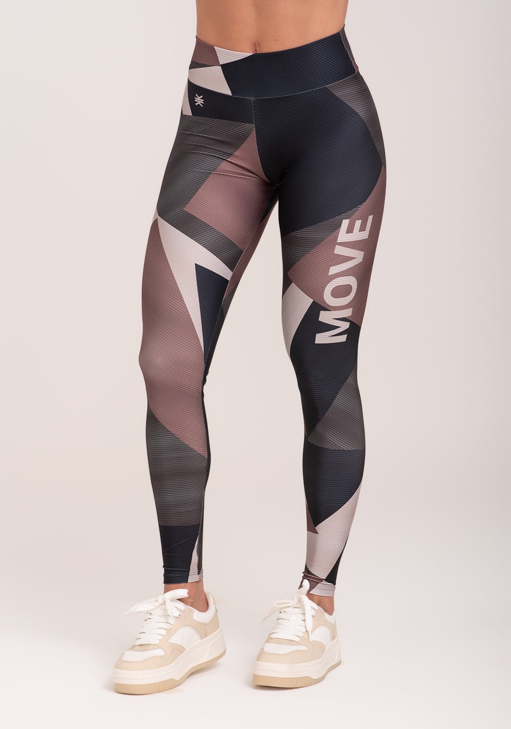 Legging fitness feminina estampada strip marrom printed
