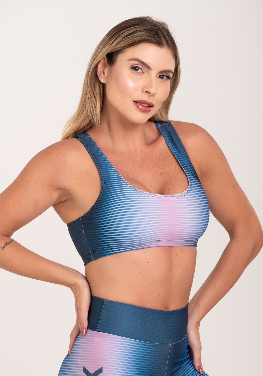 Top fitness feminino estampado win lilás printed