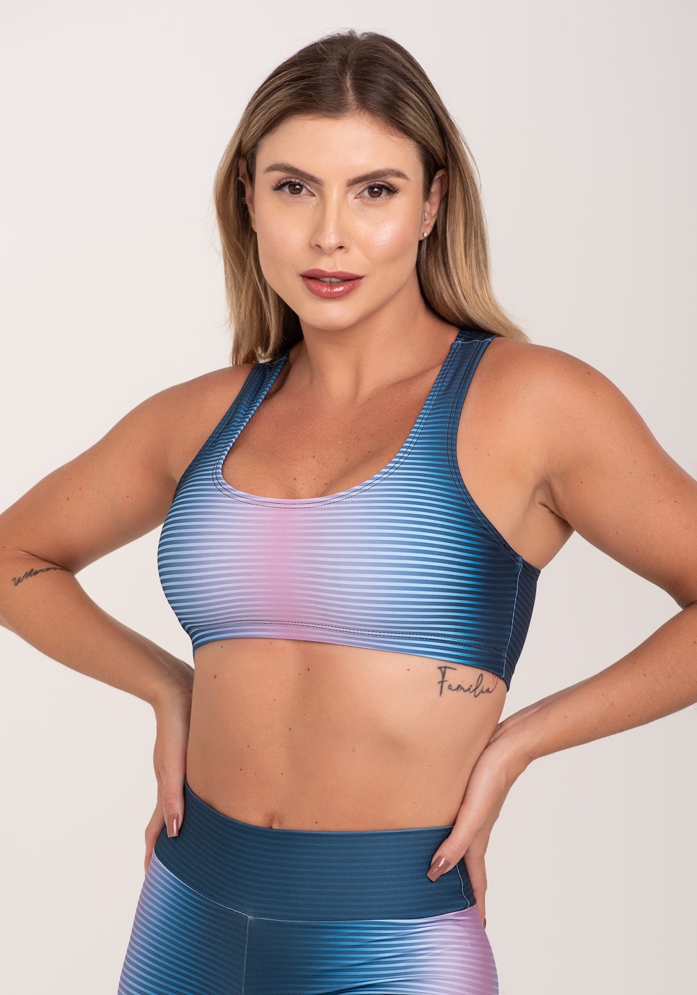 Top fitness feminino estampado win lilás printed