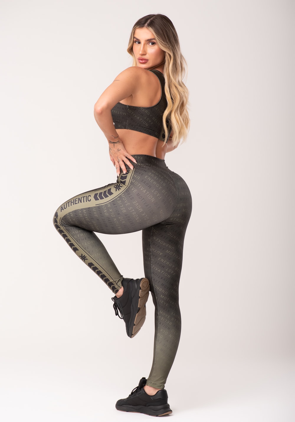 Legging fitness feminina estampada authentic verde printed