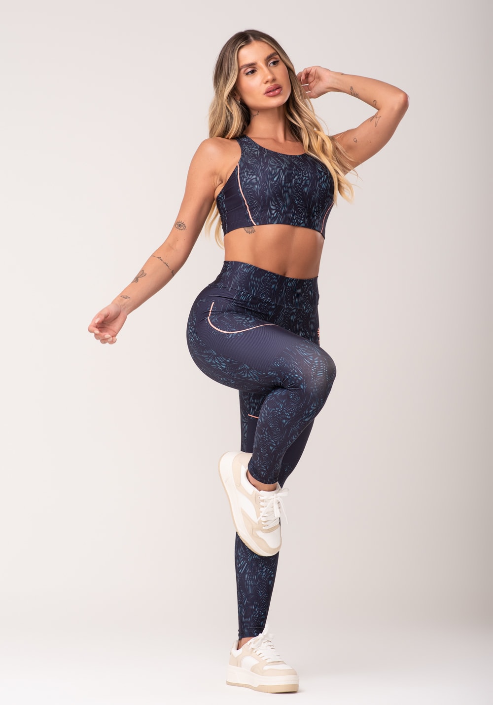 Legging fitness feminina estampada energy azul printed