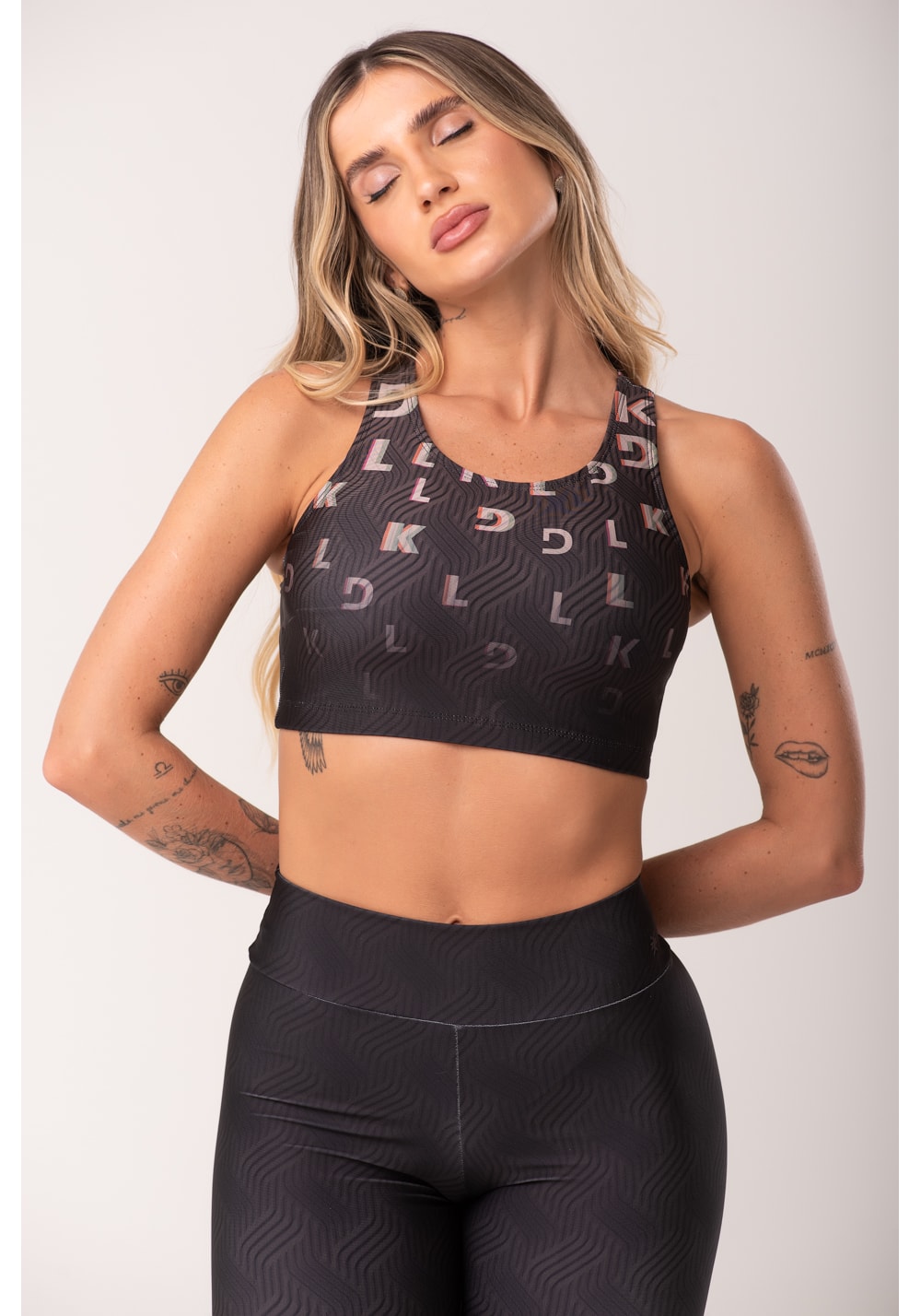 Top fitness feminino nadador estampado move marrom printed