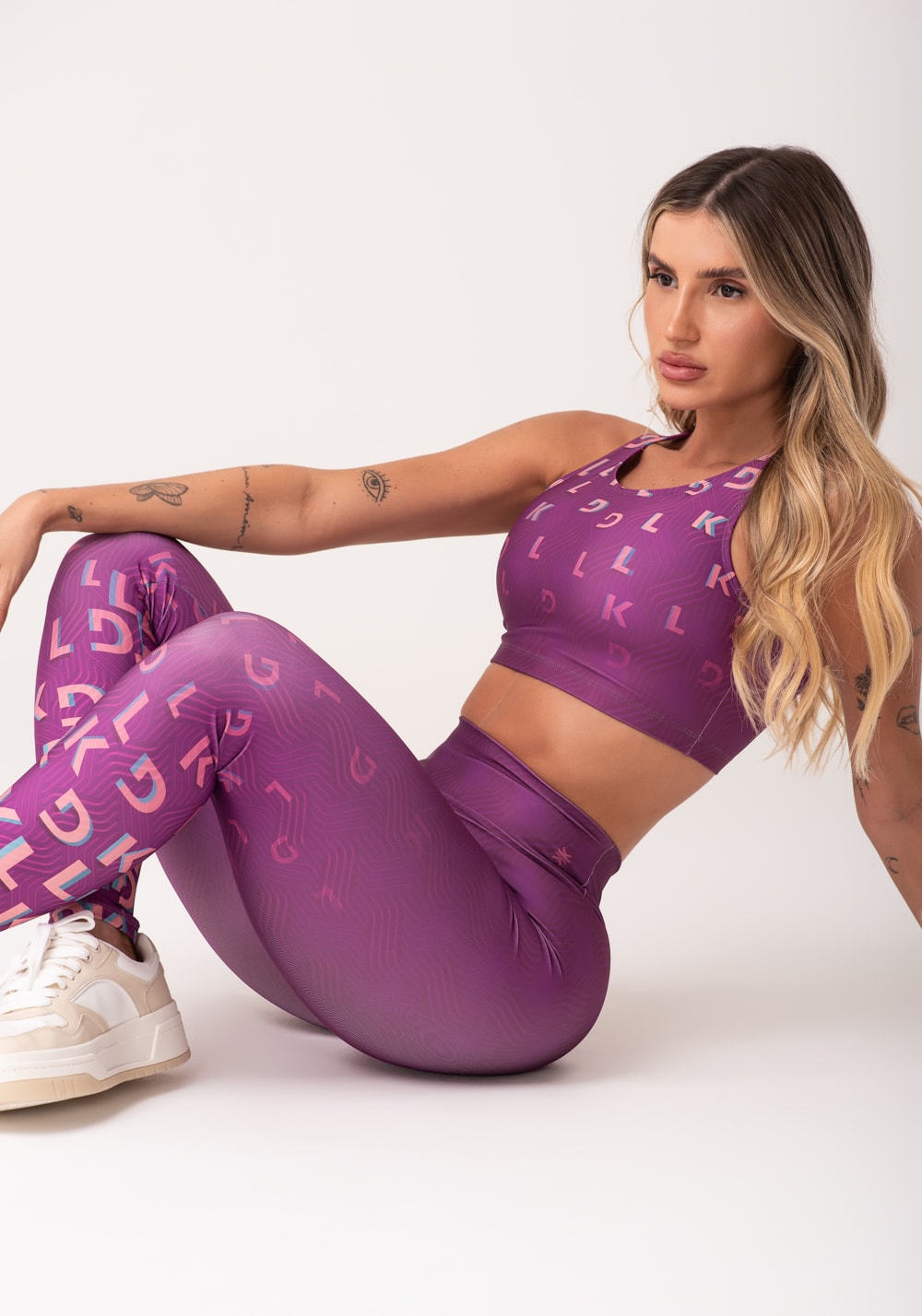 Top fitness feminino nadador estampado move rosa printed