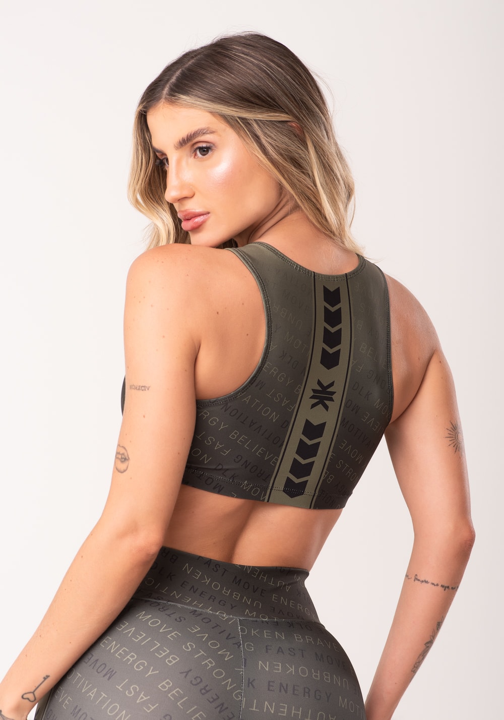 Top fitness feminino estampado authentic verde printed