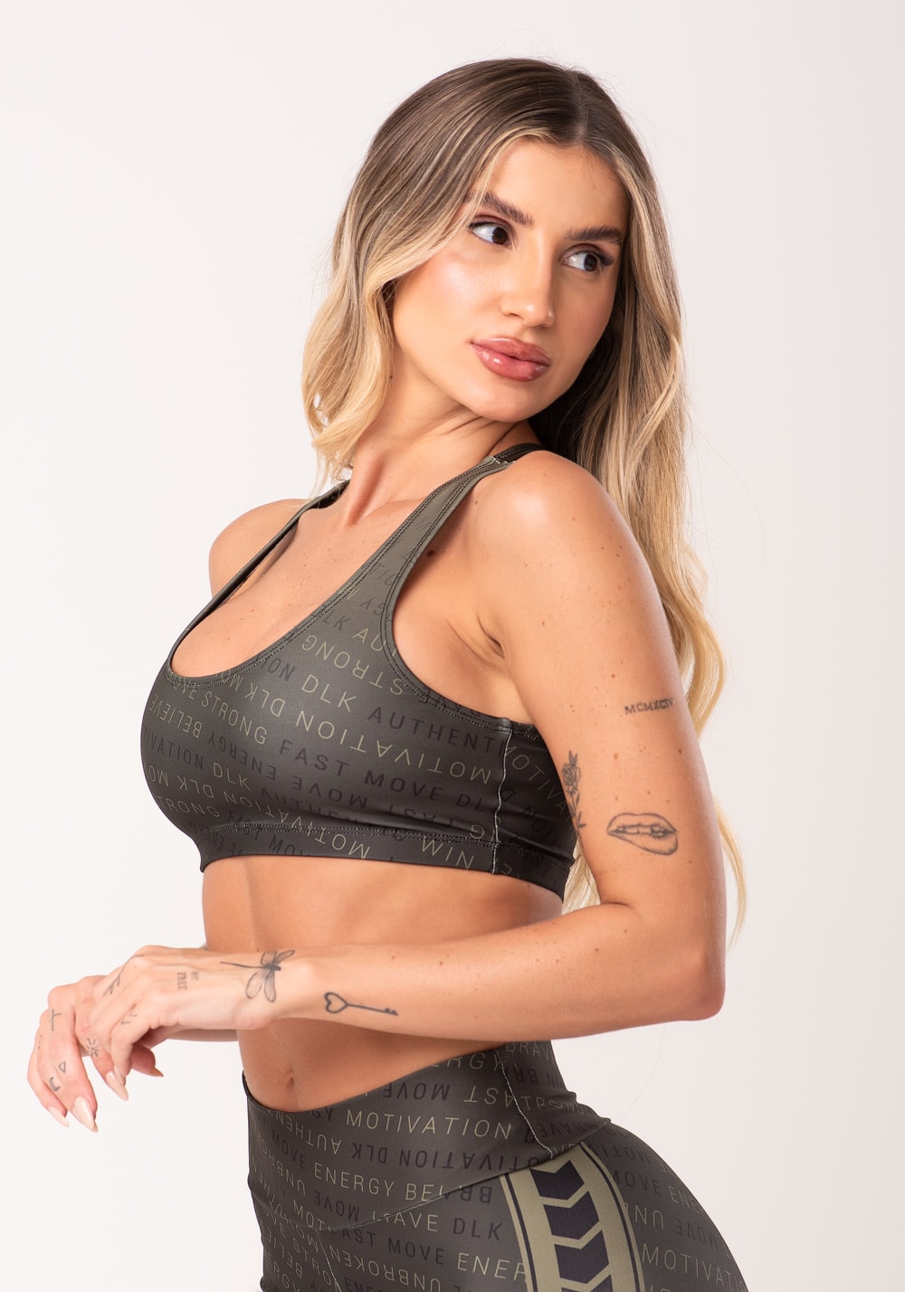 Top fitness feminino estampado authentic verde printed
