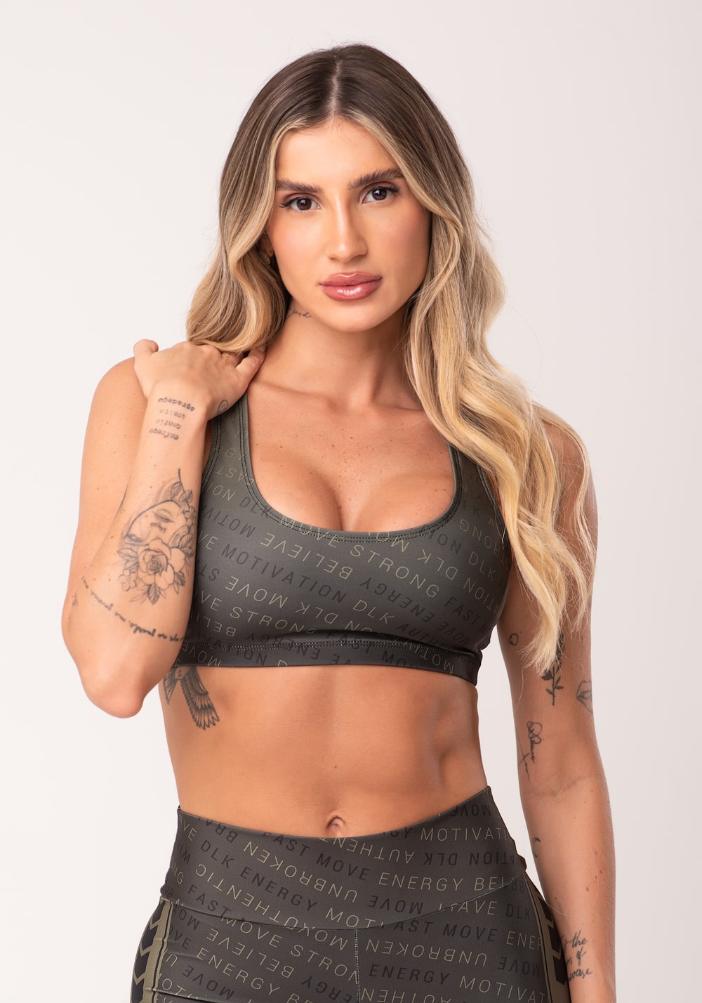 Top fitness feminino estampado authentic verde printed