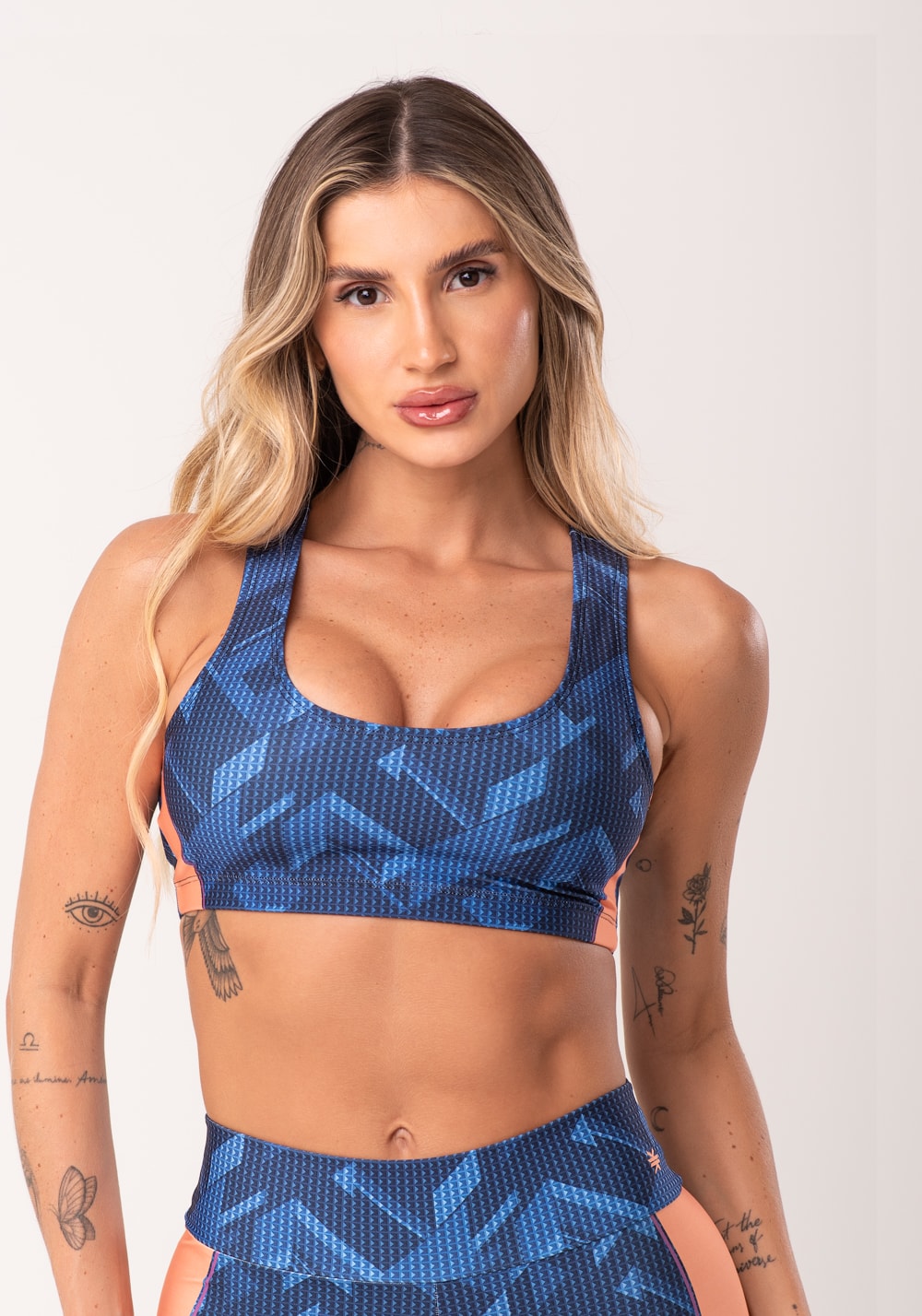 Top fitness feminino estampado brave azul printed
