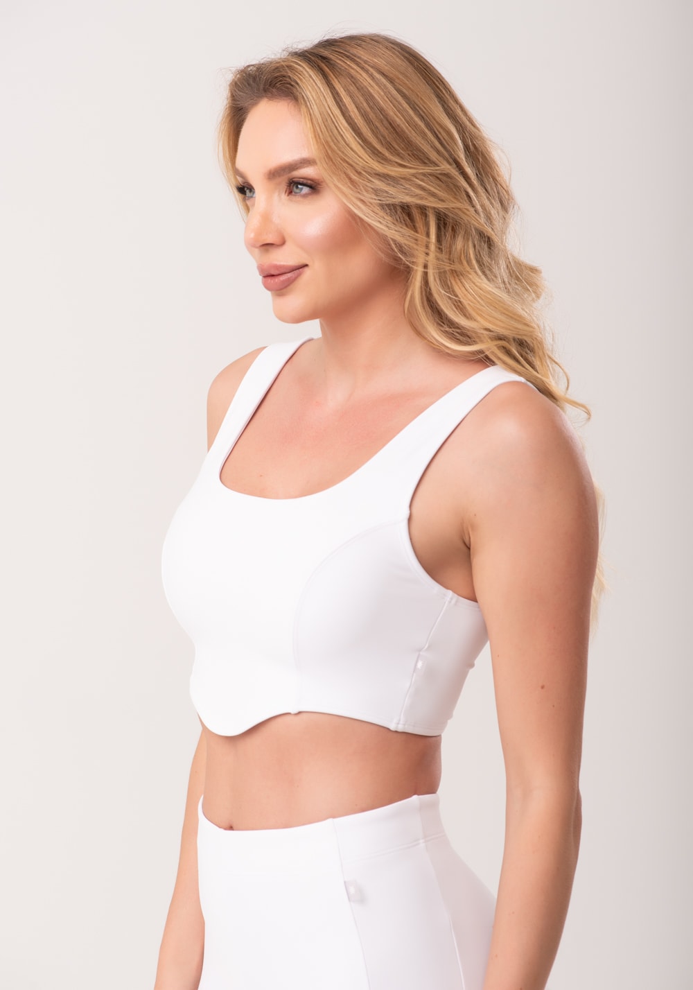 Top corselet fitness feminino branco new age