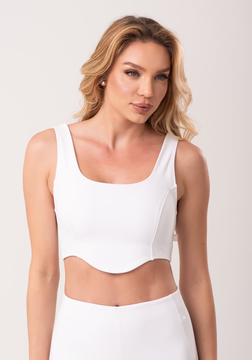 Top corselet fitness feminino branco new age