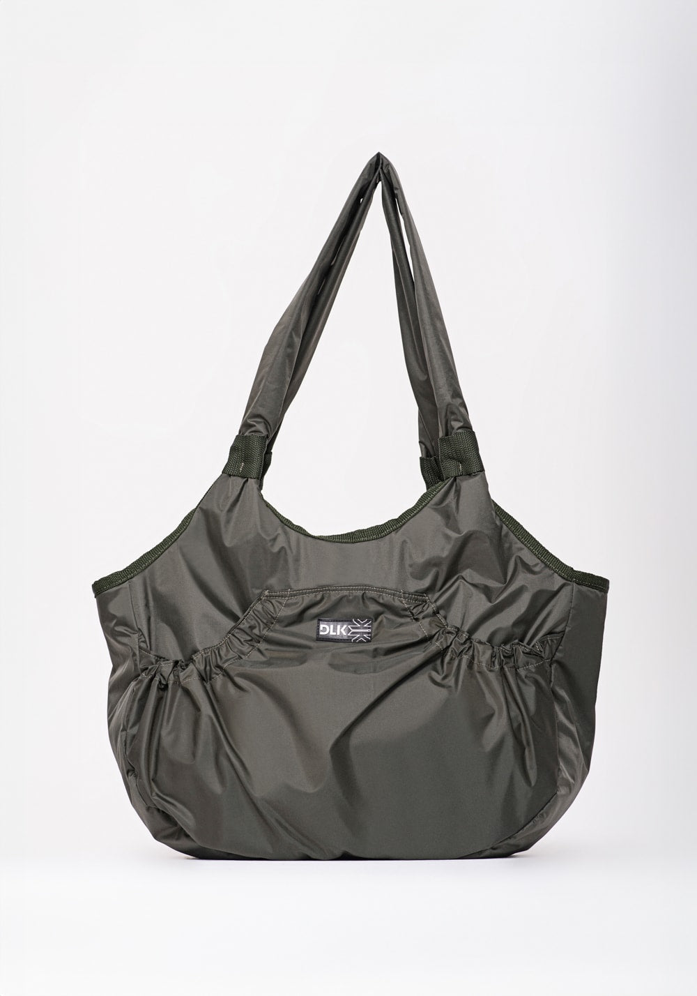 Bolsa de ombro verde militar com bolso externo