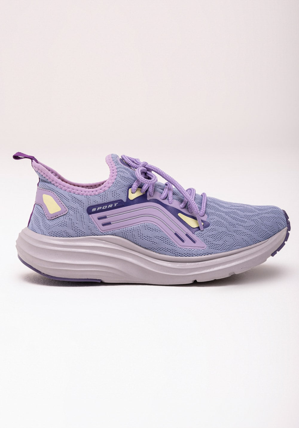 Tênis esportivo feminino lilás com cinza