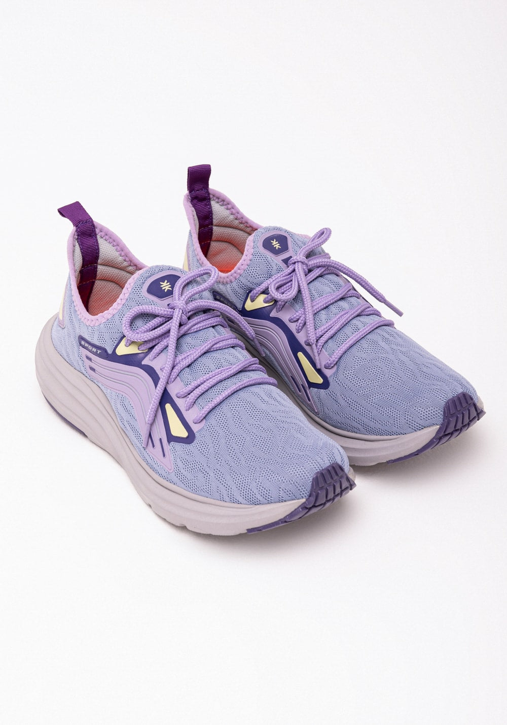 Tênis esportivo feminino lilás com cinza
