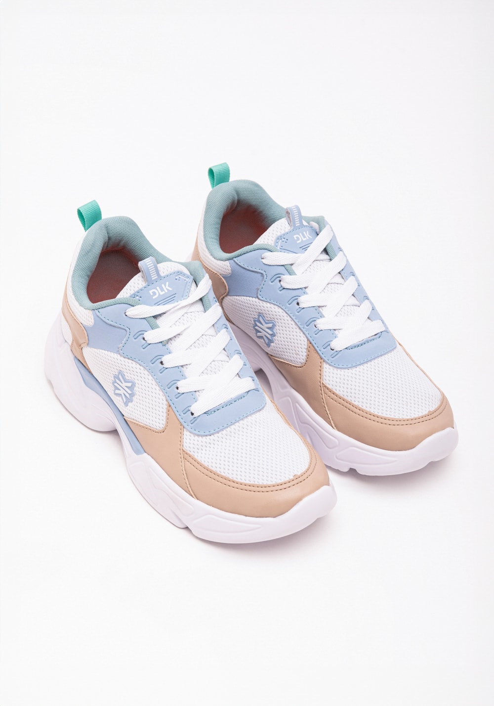 Tênis chunky feminino bege com azul