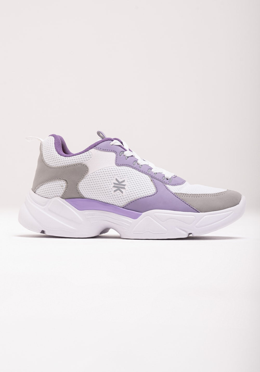 Tênis chunky feminino cinza com lilás