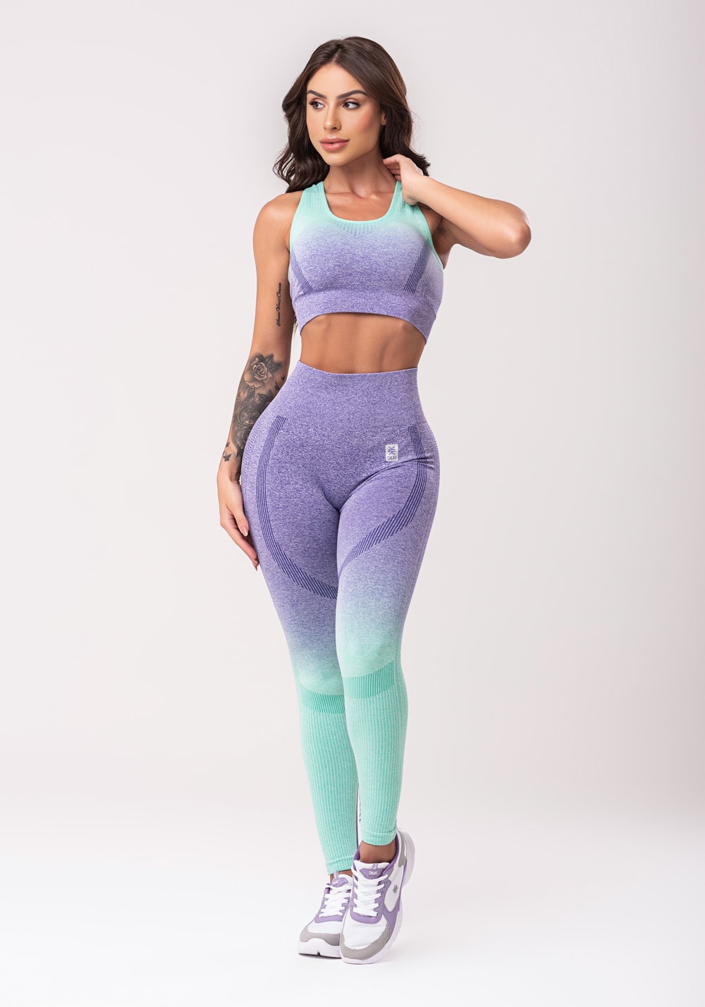 Legging fitness feminina degradê detalhe bumbum seamless