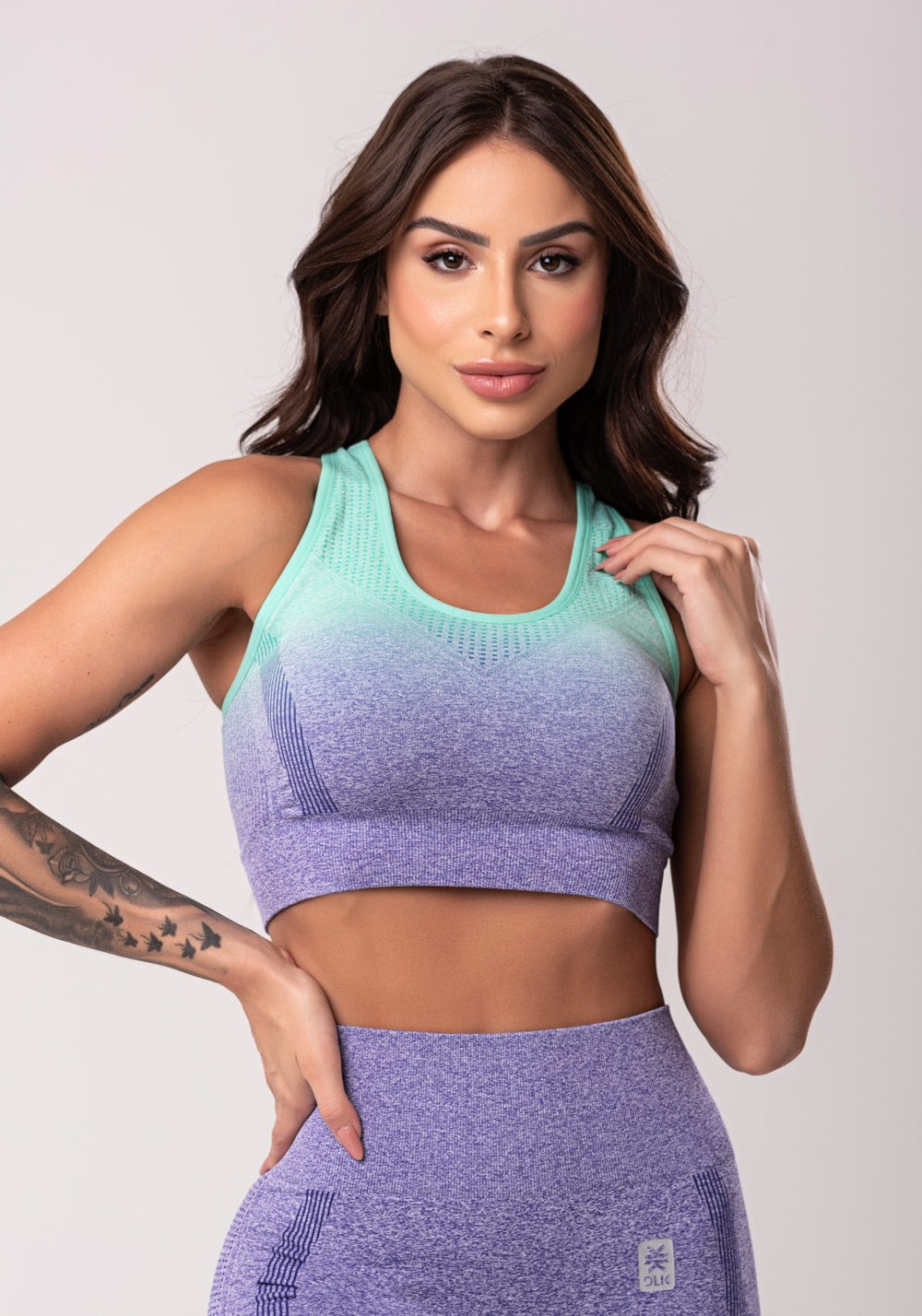 Top fitness feminino degradê modelo nadador seamless
