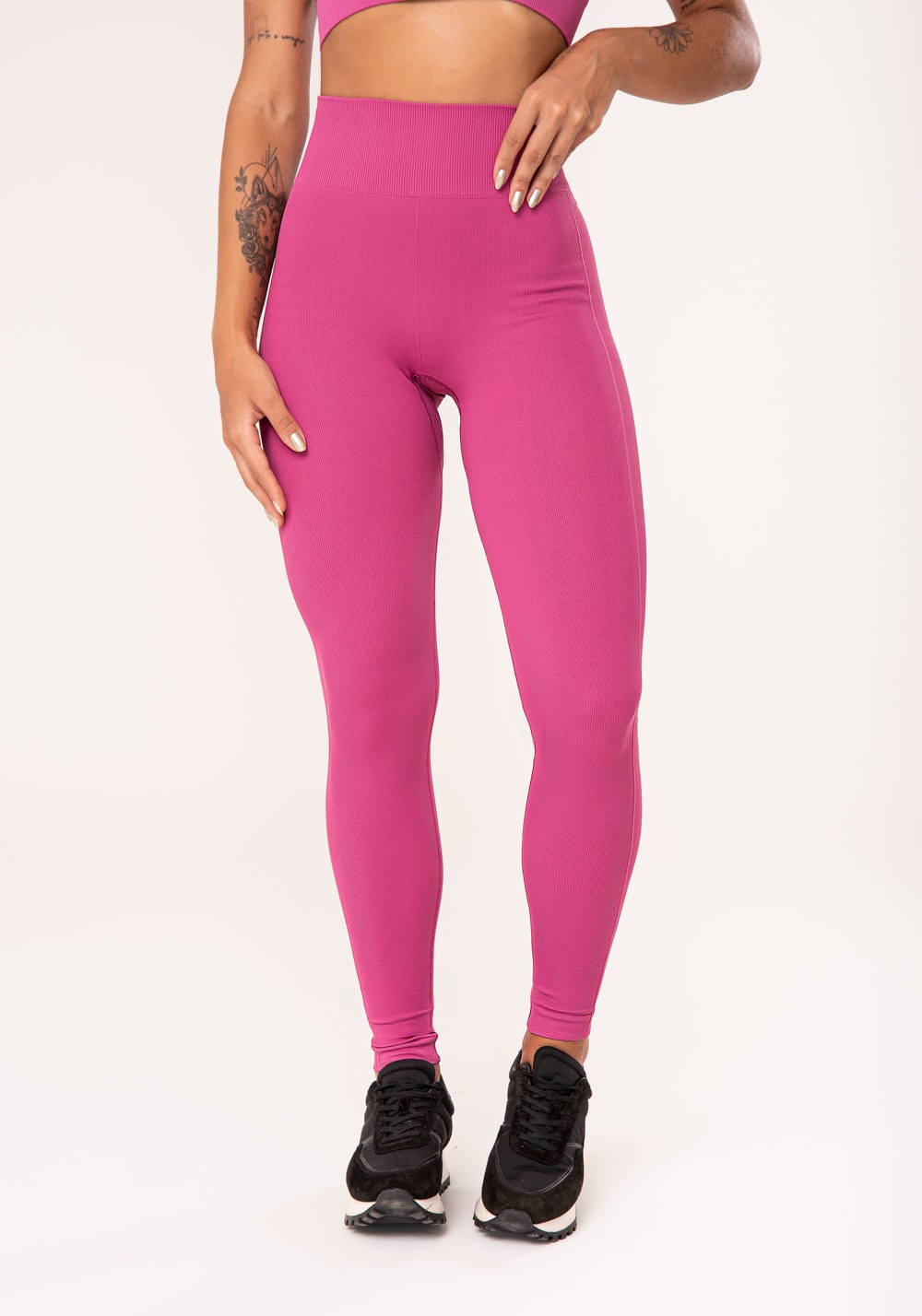 Legging fitness feminina rosa seamless