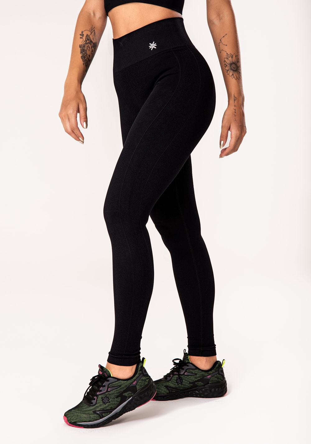 Legging fitness feminina preto seamless
