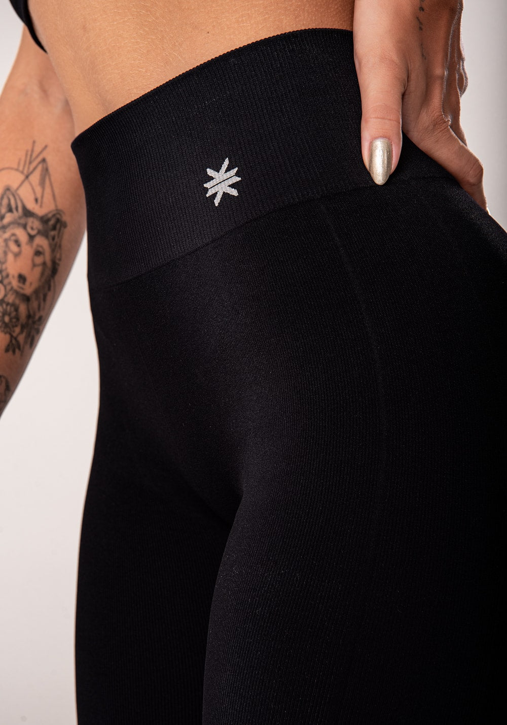 Legging fitness feminina preto seamless