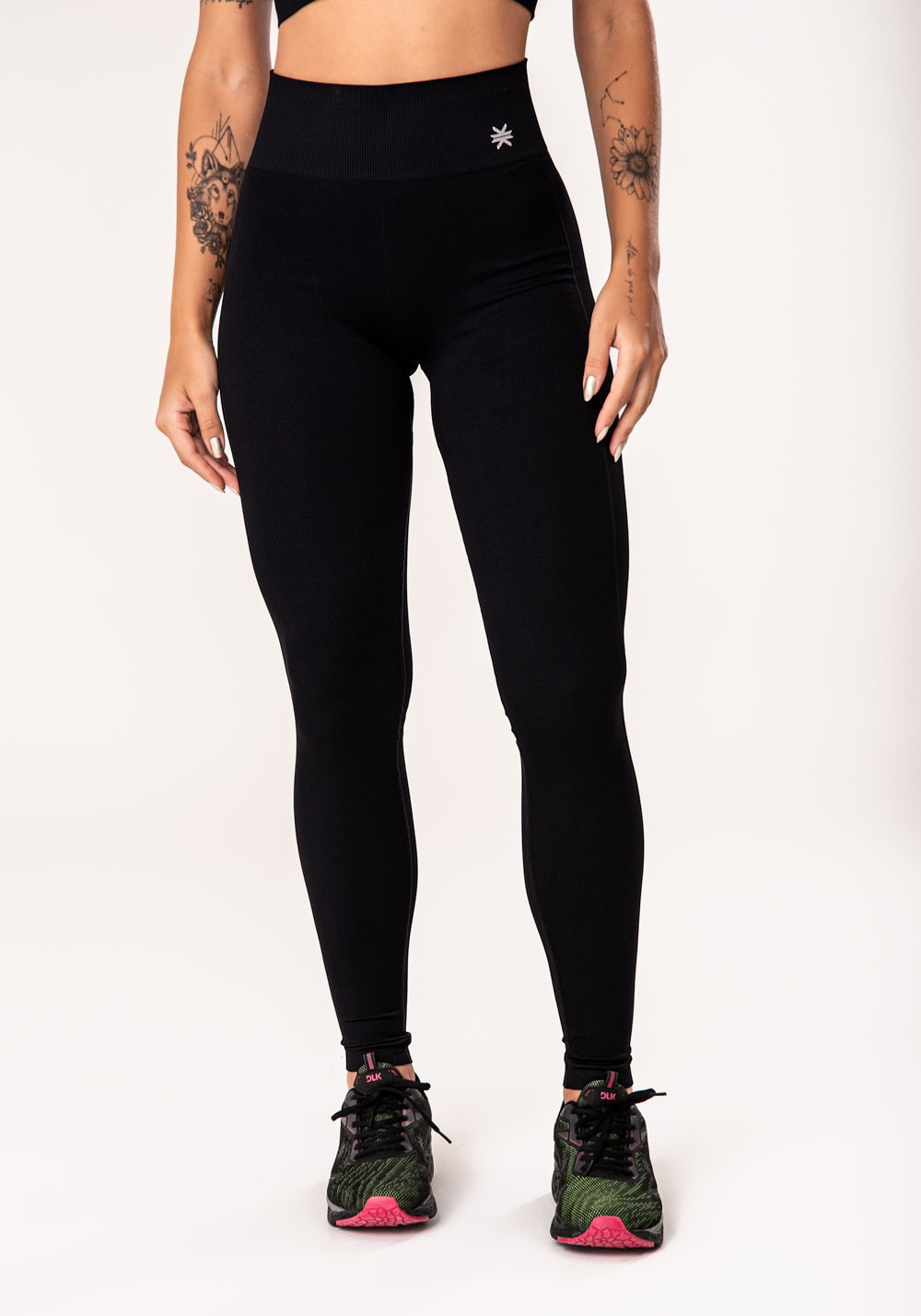 Legging fitness feminina preto seamless
