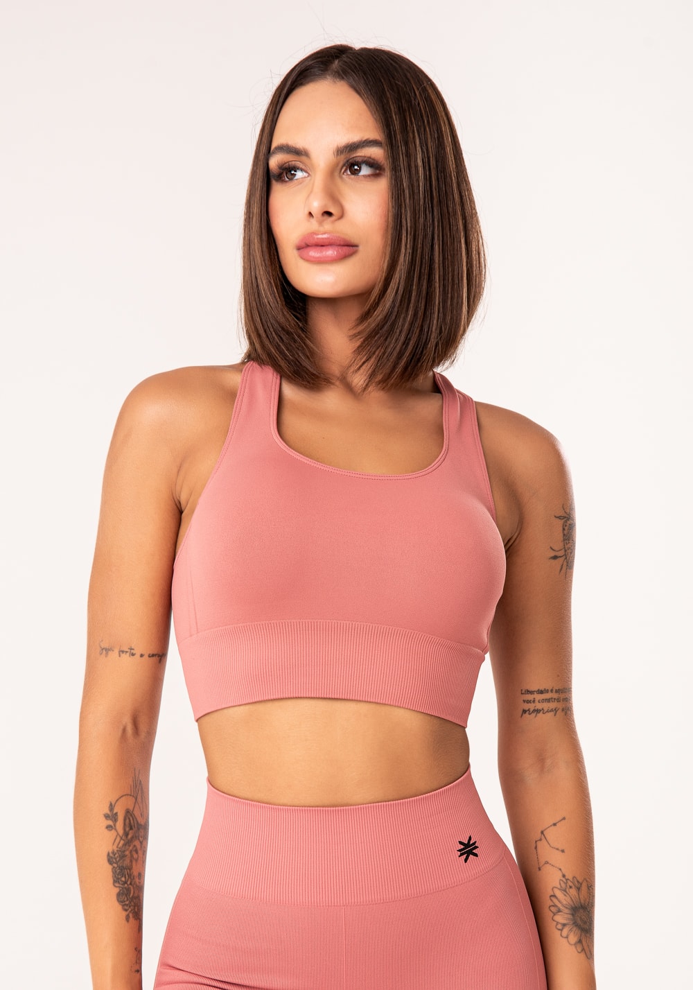 Top fitness feminino goiaba modelo nadador seamless