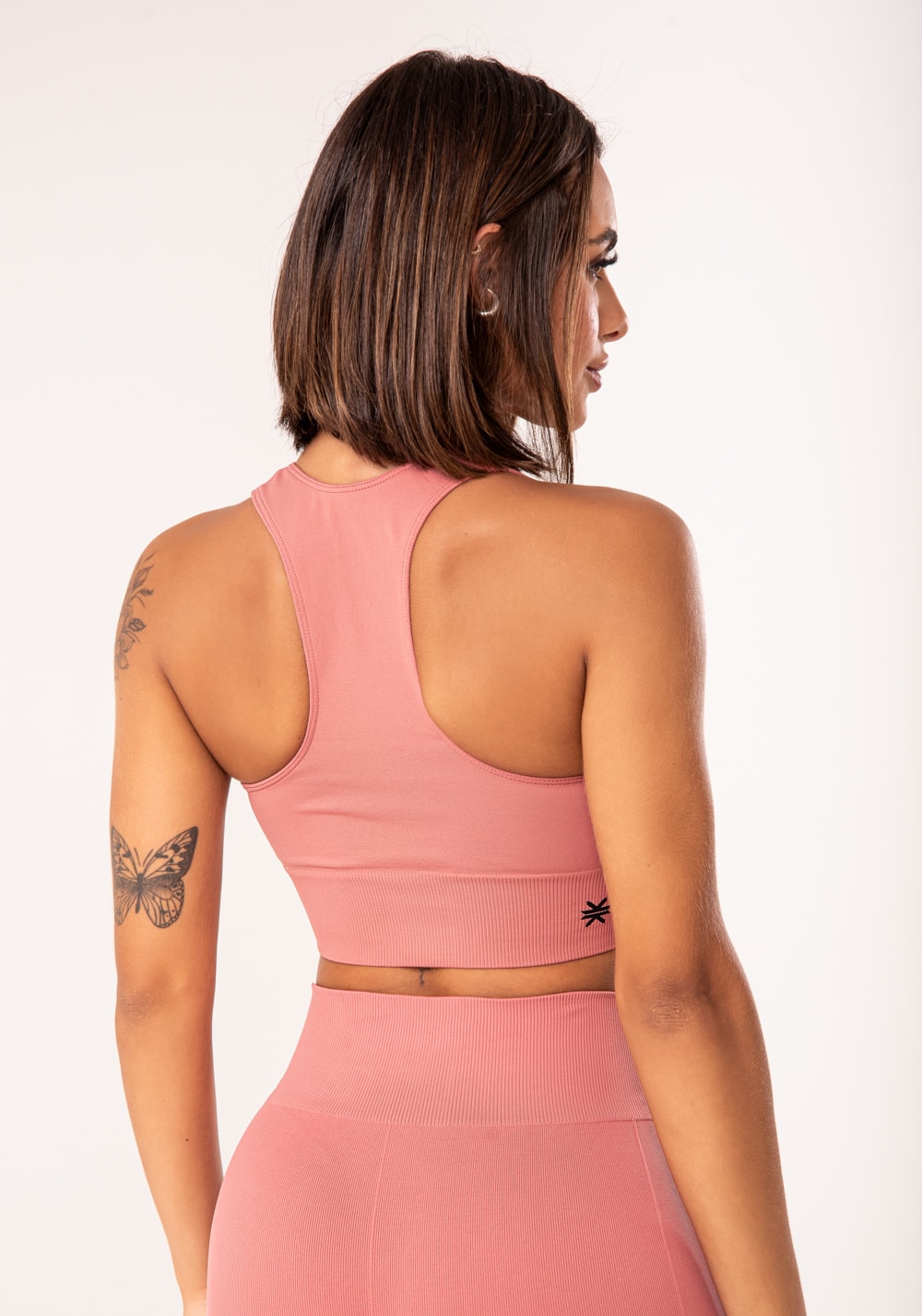 Top fitness feminino goiaba modelo nadador seamless