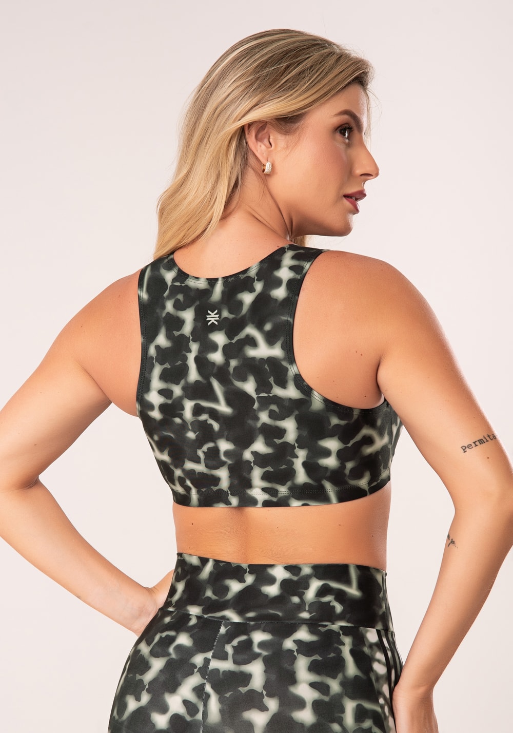 Top fitness feminino estampado casco de tartaruga verde printed