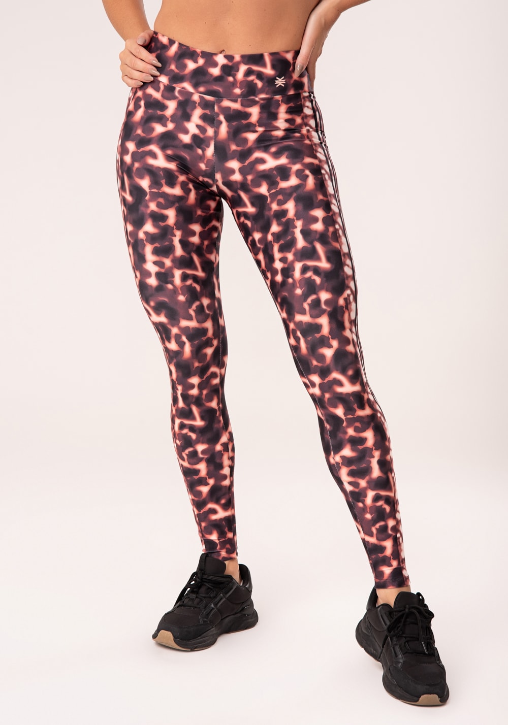 Legging fitness feminina estampada casco de tartaruga marrom printed