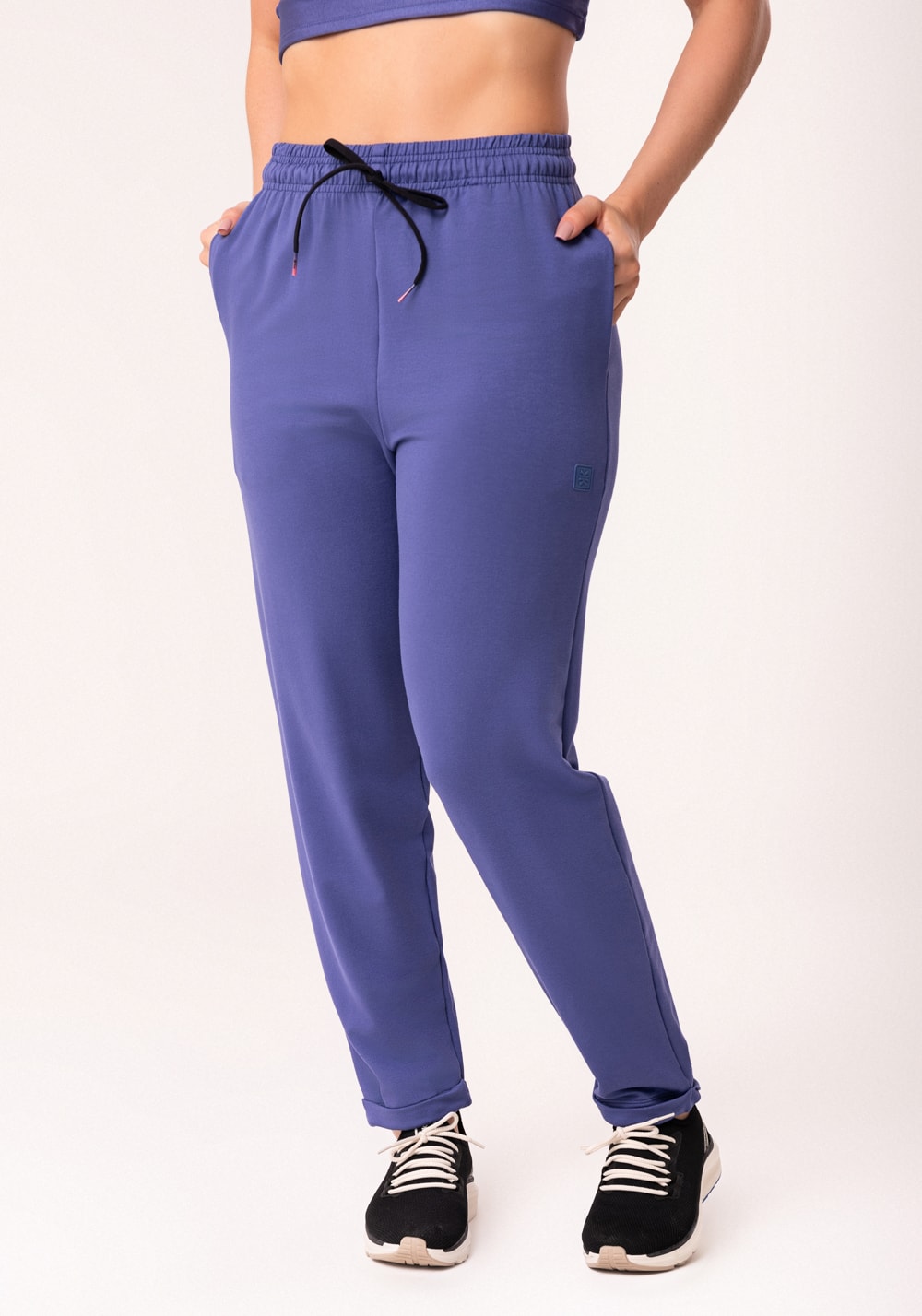 Calça jogger feminina azul moletinho flow