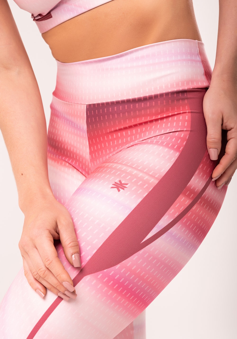Legging fitness feminina estampada tie dye listrado rosé printed